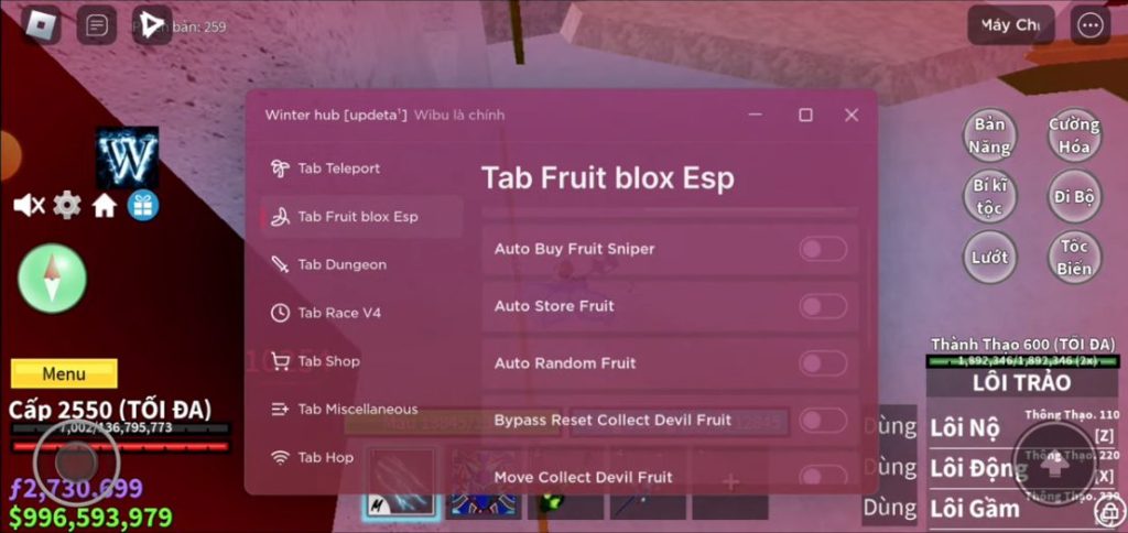 Features of Winter Blox Fruit Hub