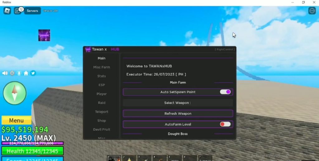 Executors for Roblox Tawan Blox Fruit Hub Script