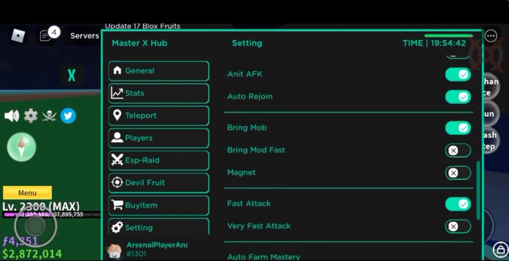 Pastebin of Master X Blox Fruits Hub Script