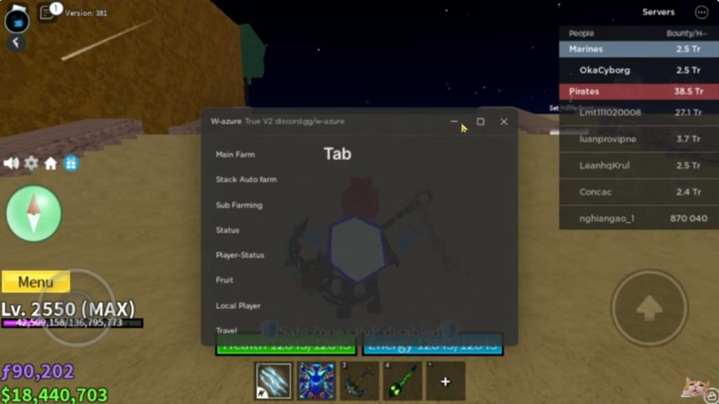 Get W-Azure Hub Script Blox fruit