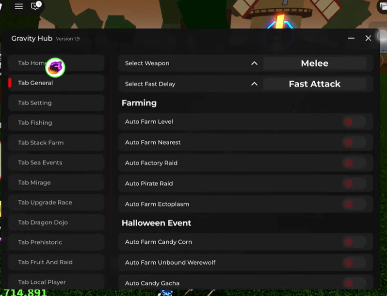 Gravity hub script blox fruit no key auto farm level